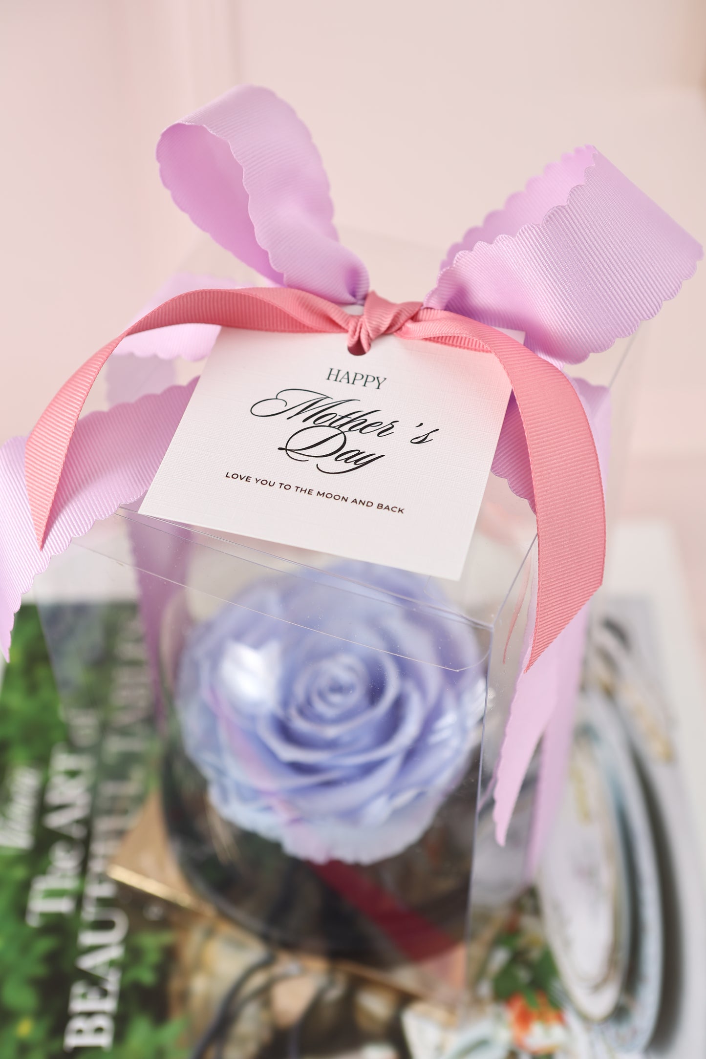 Belle Cupula 5" con Rosa XXL Bonita Azul Celeste