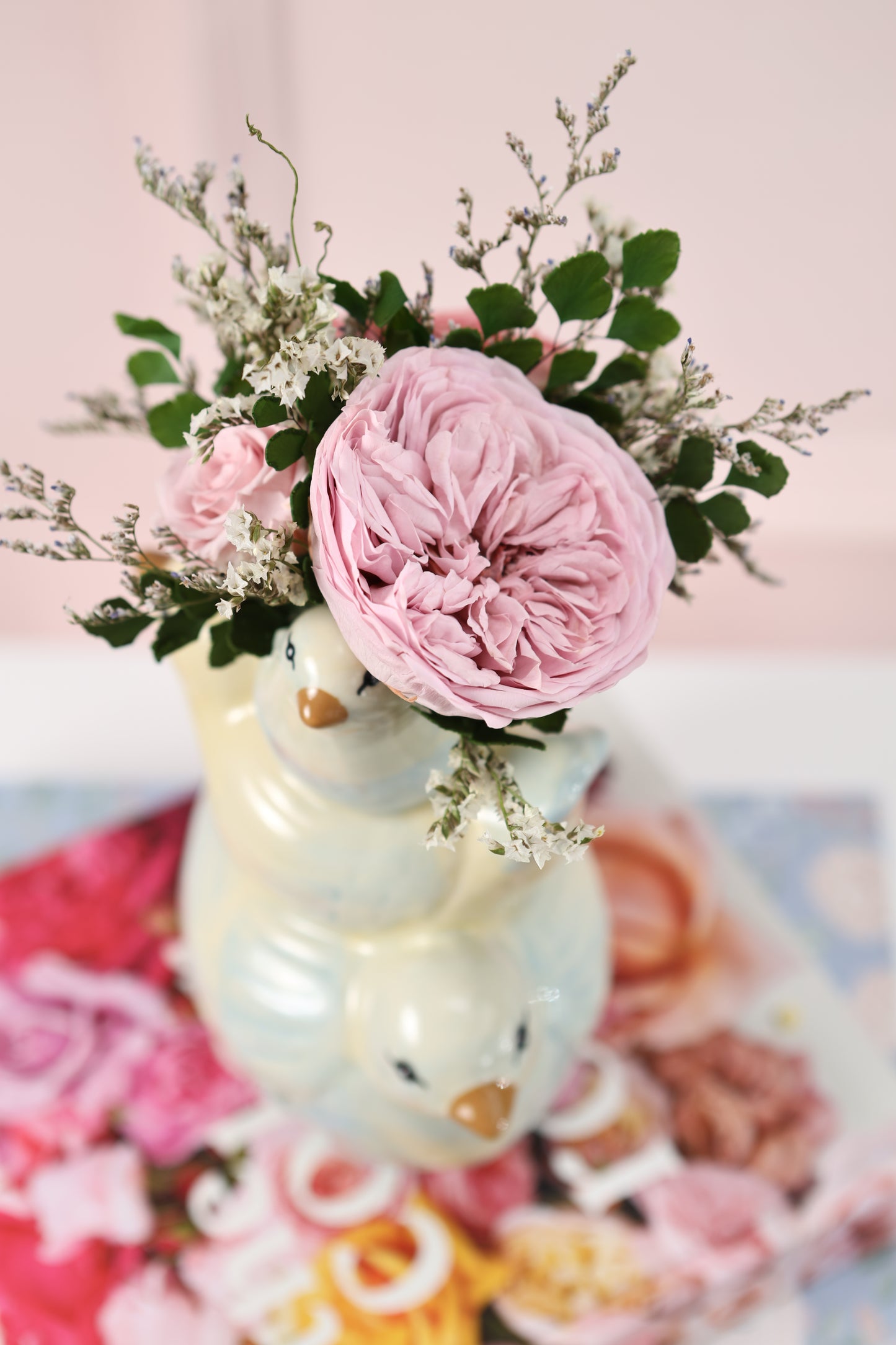 Sweet Tweets Candle Holder 10" Dúo de Rosas