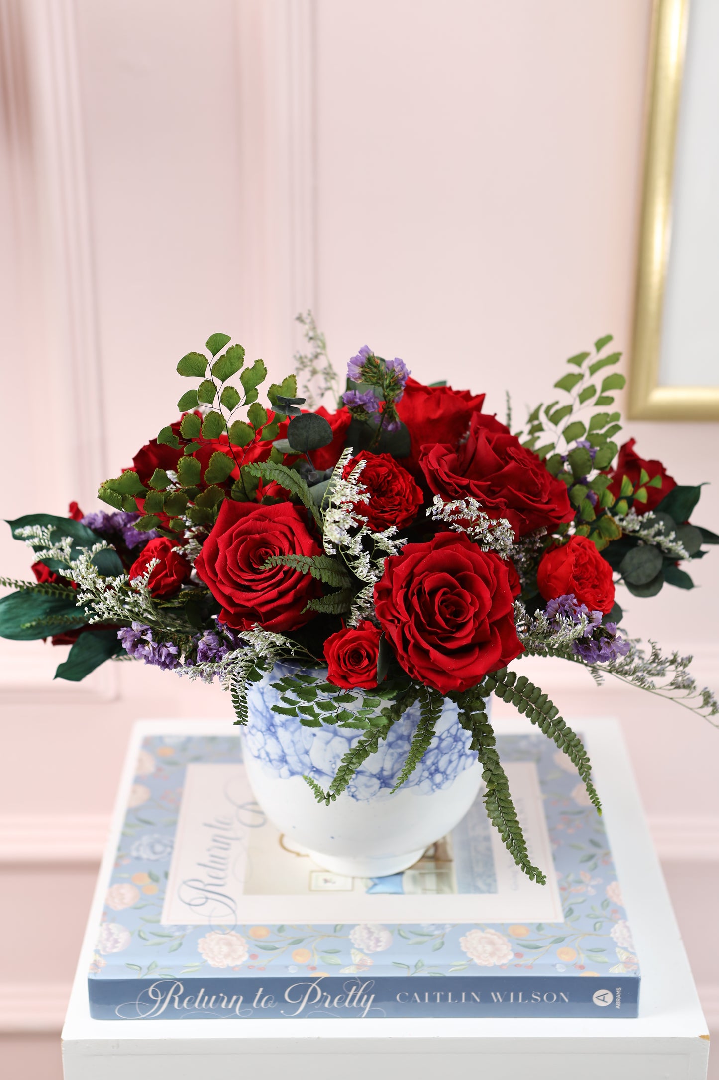 Ellory Vase 7" Puchero Rosas Rojas & Vino MD24