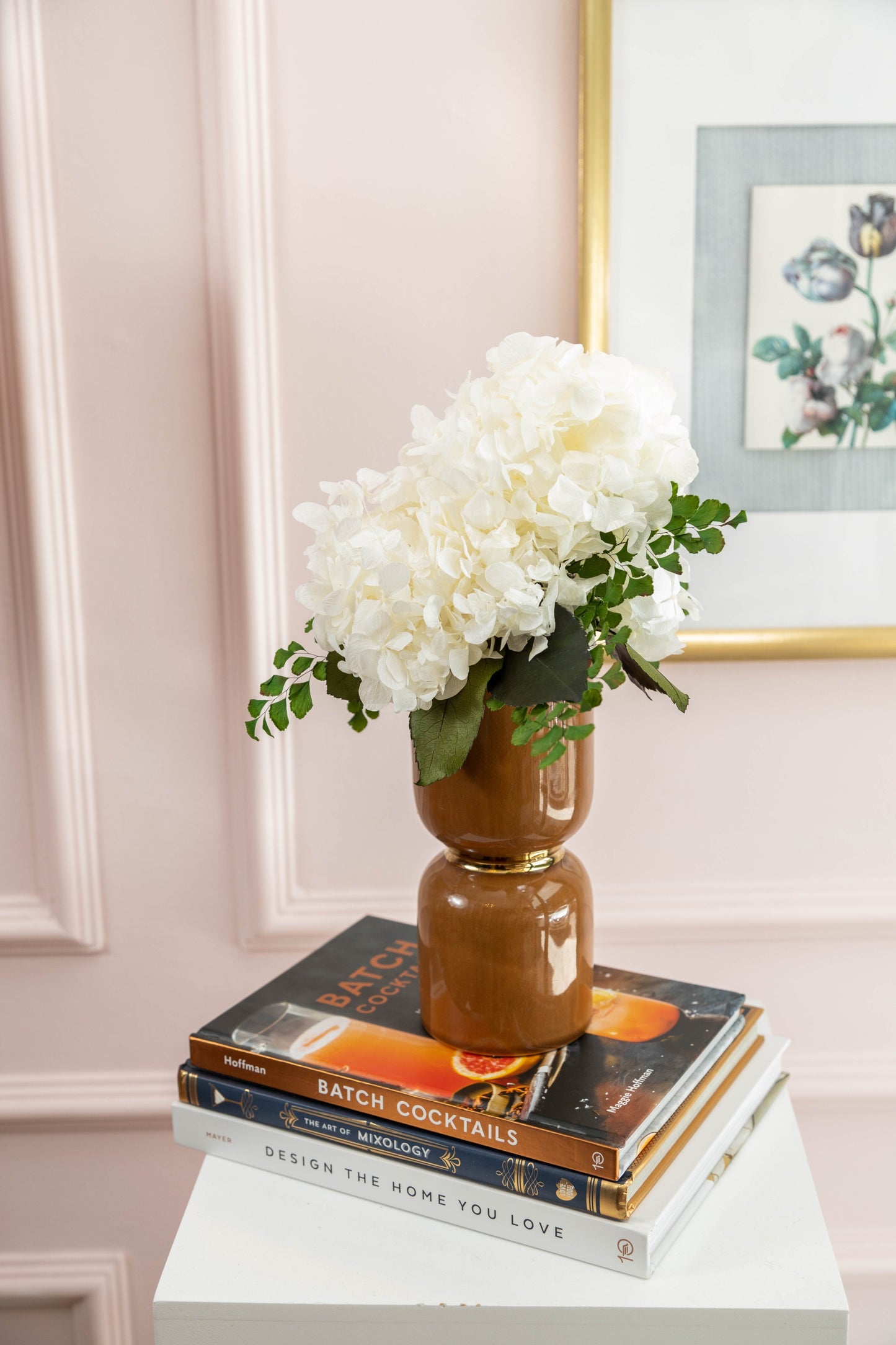 Glossy Ocre Vase 6" Puchero Hortensias Preservadas