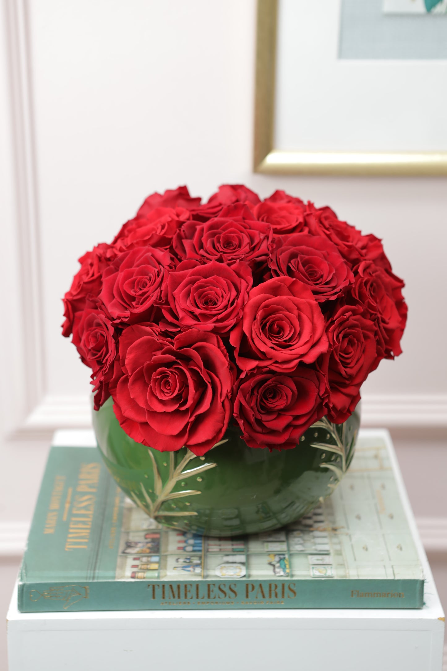 Bombonera Esfera Navidad 8" Puchero Rosas Rojas