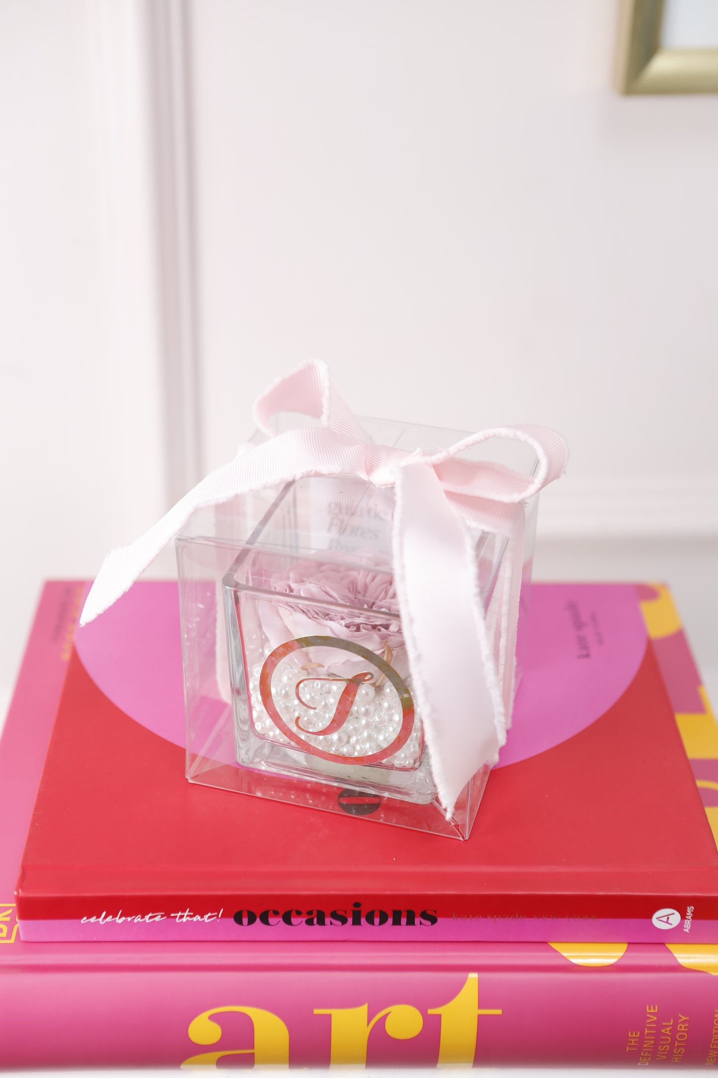 Signature Almond Favor 3" Garden Rose Premium Rosado Pastel