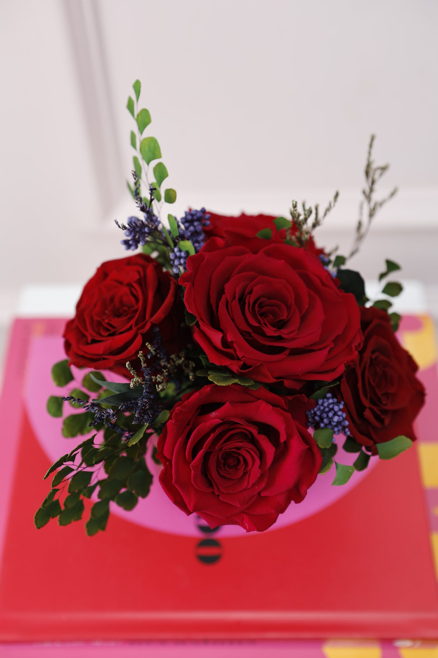 Soleil Vase 4" Puchero 5 Rosas Premium Red One Burgundy
