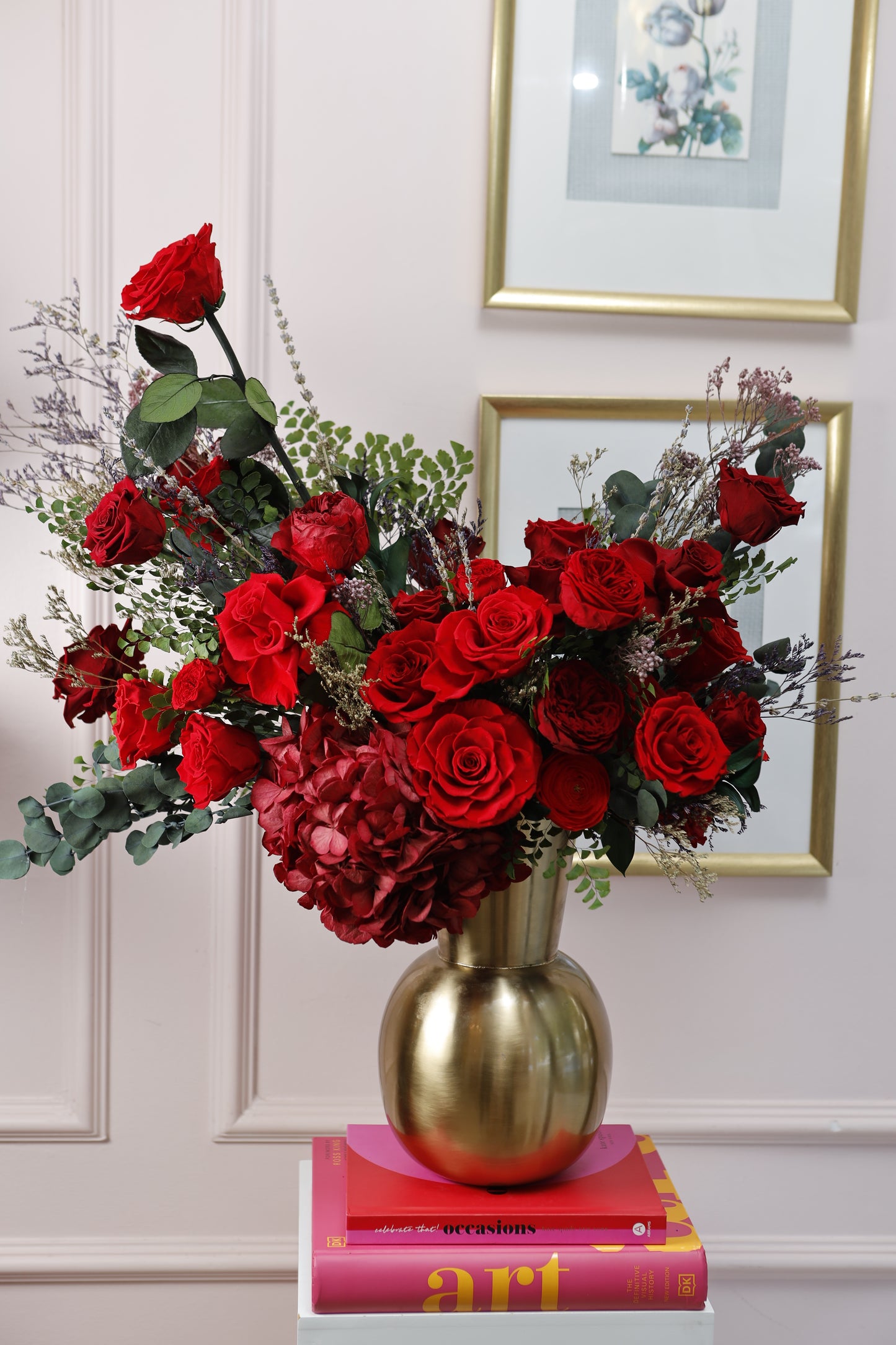 Golden Love Vase 12" Puchero Mixto Red One Burgundy SV24