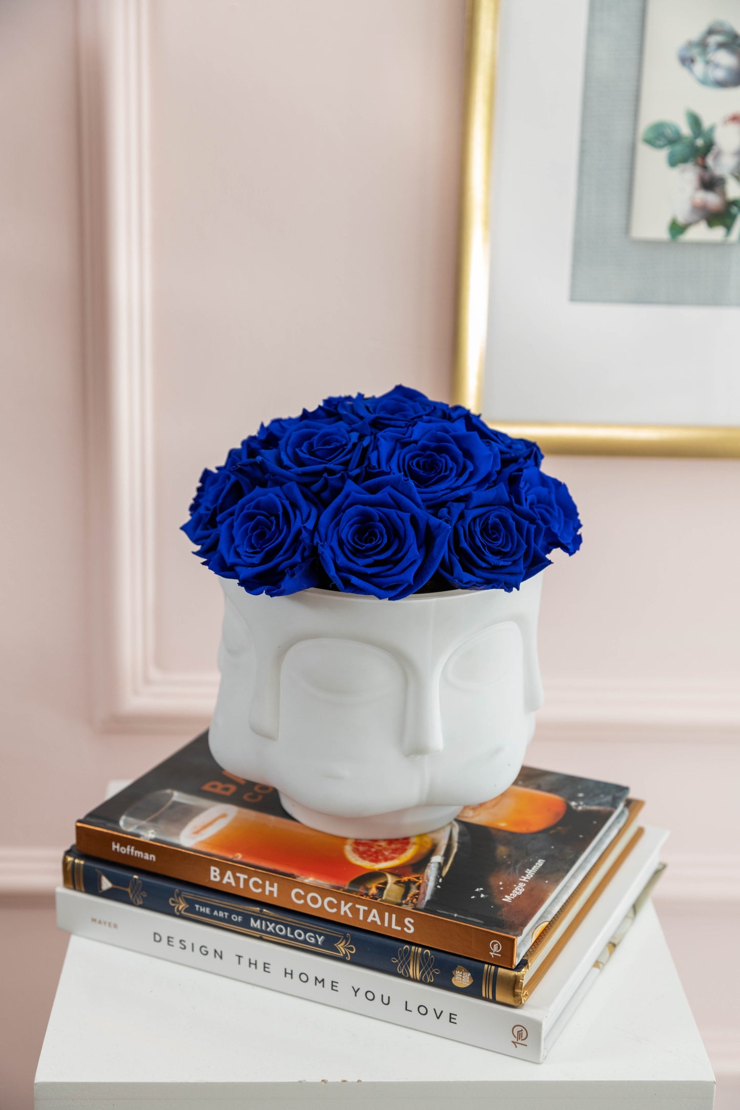 Vase Rostro 8" Pavé Rosas Azul Royal