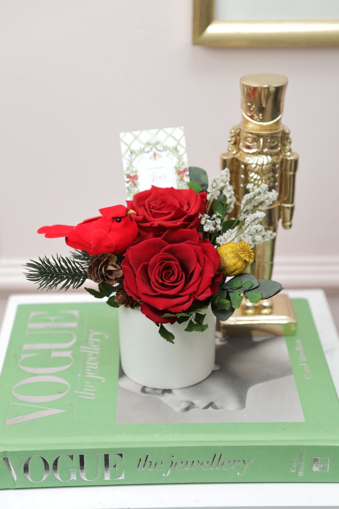 Kendall 3" Dúo Mixto Rosas Rojo Navidad